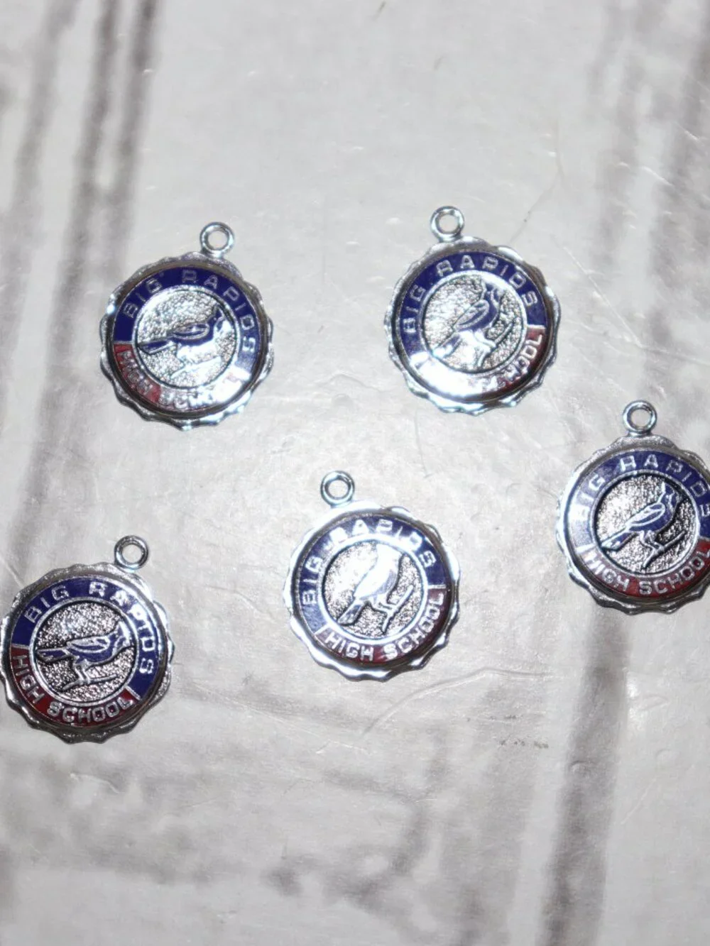🐦 Vintage Big Rapids High School Charms · Kinney Sterling · Set of 5 · 18g